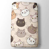 Kids Printed Cat Fabric in Pink Brown